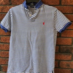 Mens Polo by Ralph Lauren White Light Blue Striped
